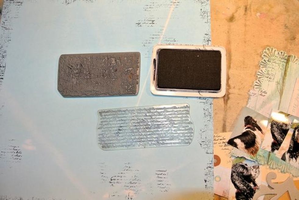 Add some stamping on the edges of the design paper and the tags.