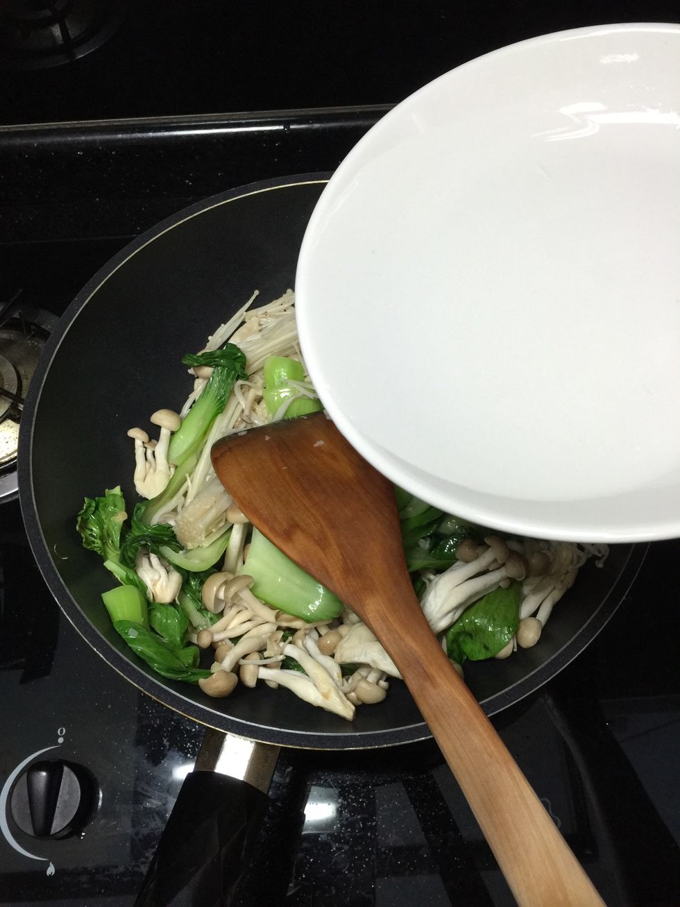 Add some water about half cup to help to soften the mushroom.