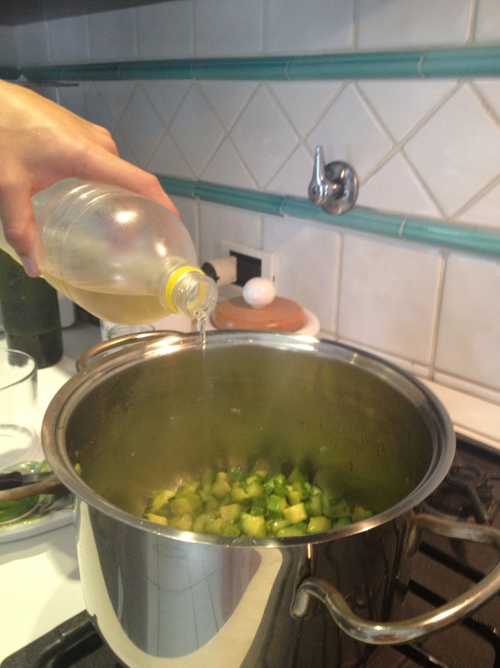 Add some white wine in the pot like 1 glass and a half so that the risotto will be fantastic