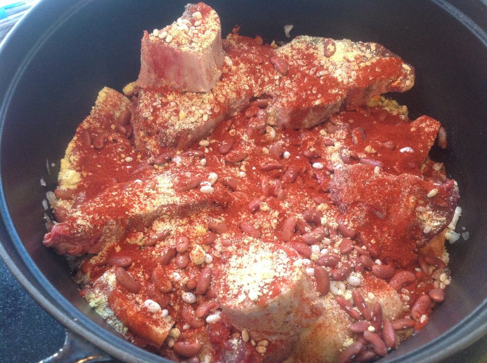 Add soup mix and paprikas