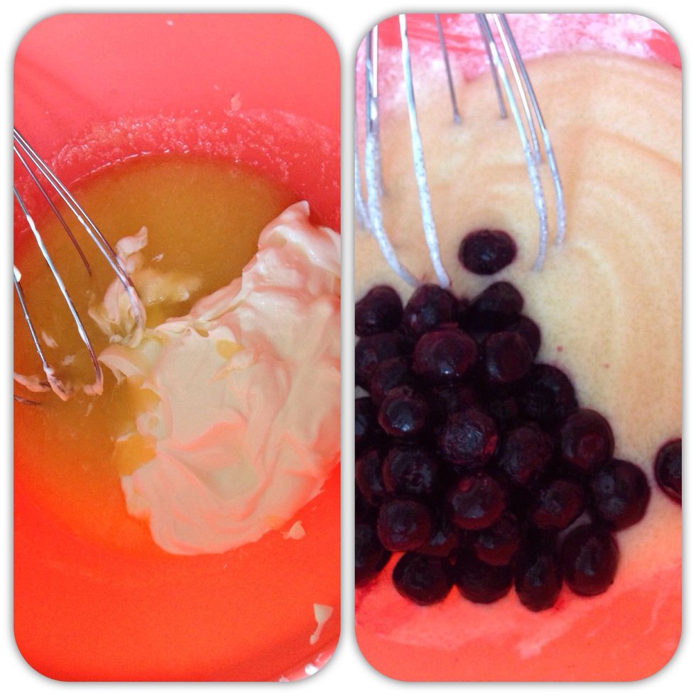Add sour cream and berries