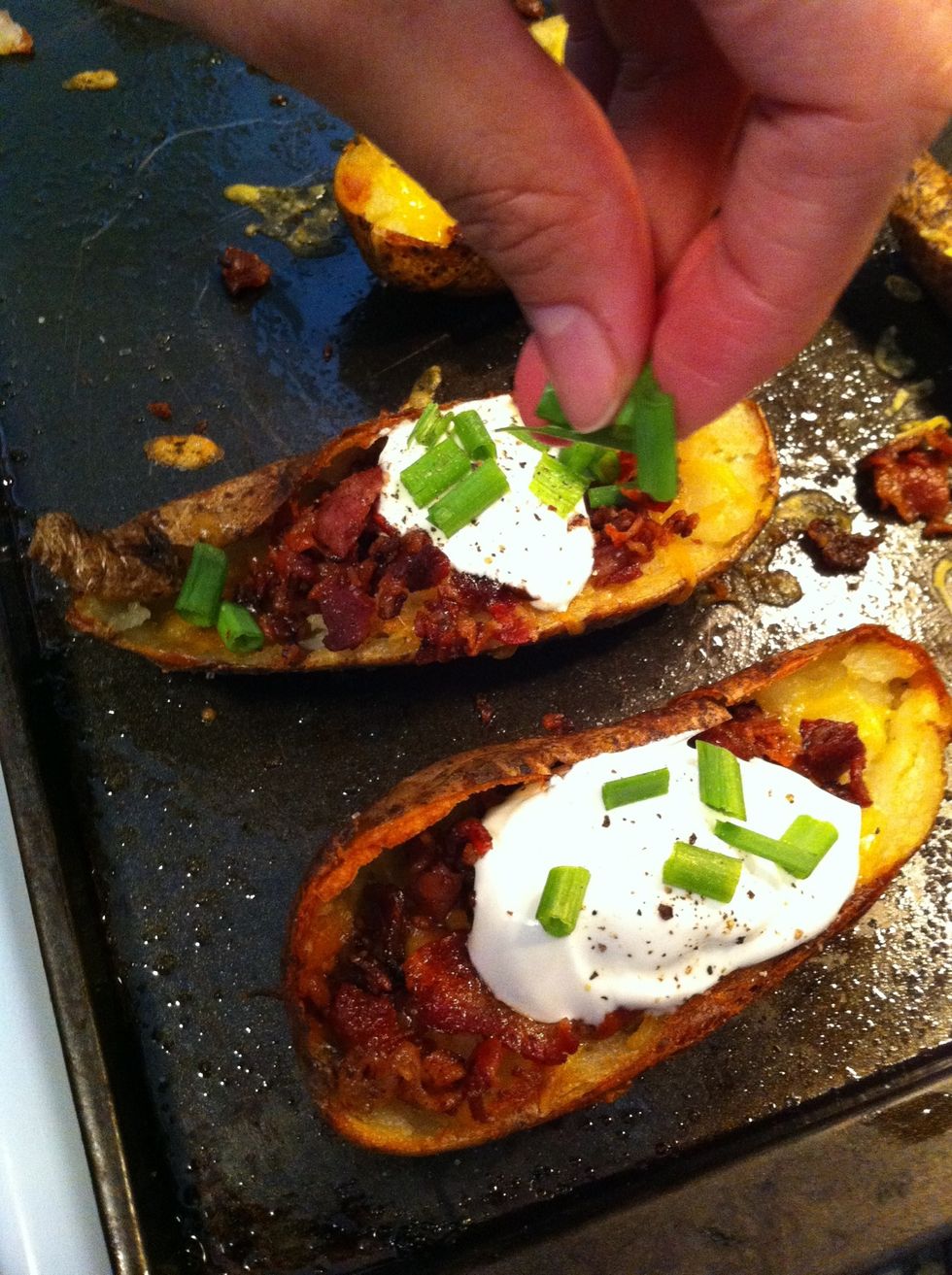 Add sour cream and green onions