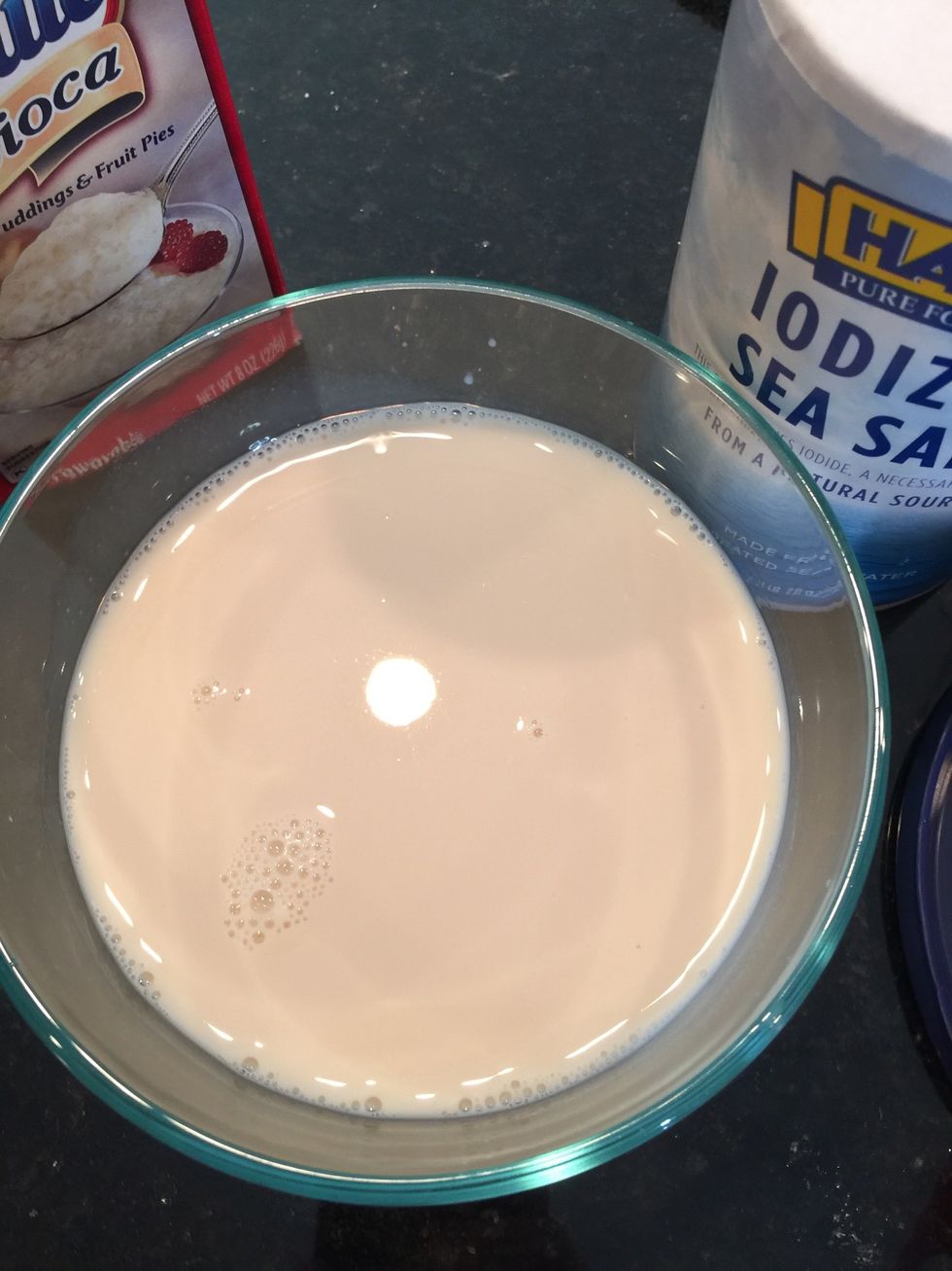 Add soy milk to microwaveable safe dish.