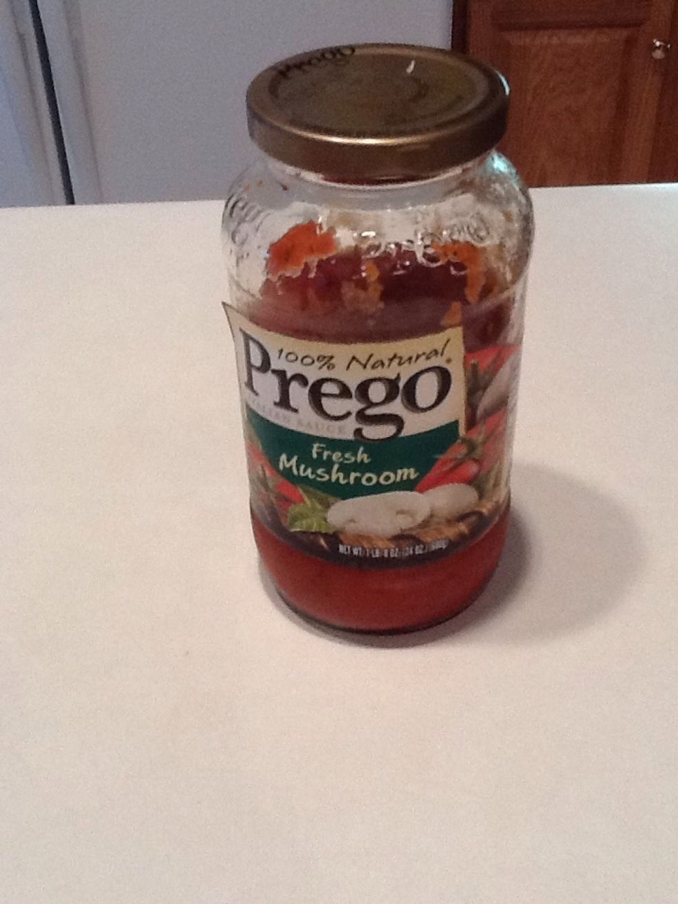Add spaghetti sauce to ground beef. Heat until warm.