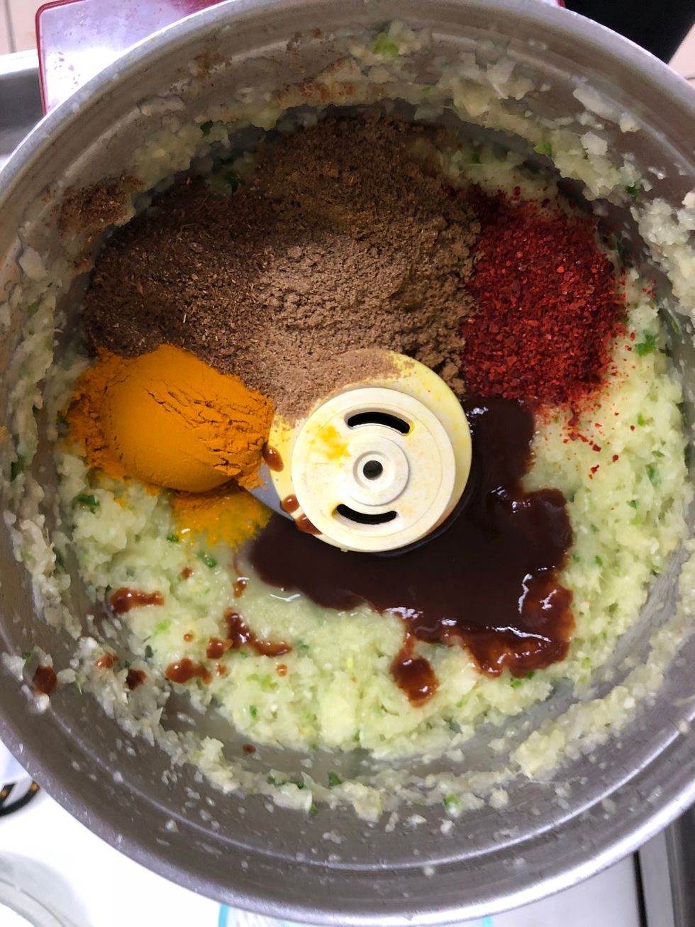 Add spices and combine.