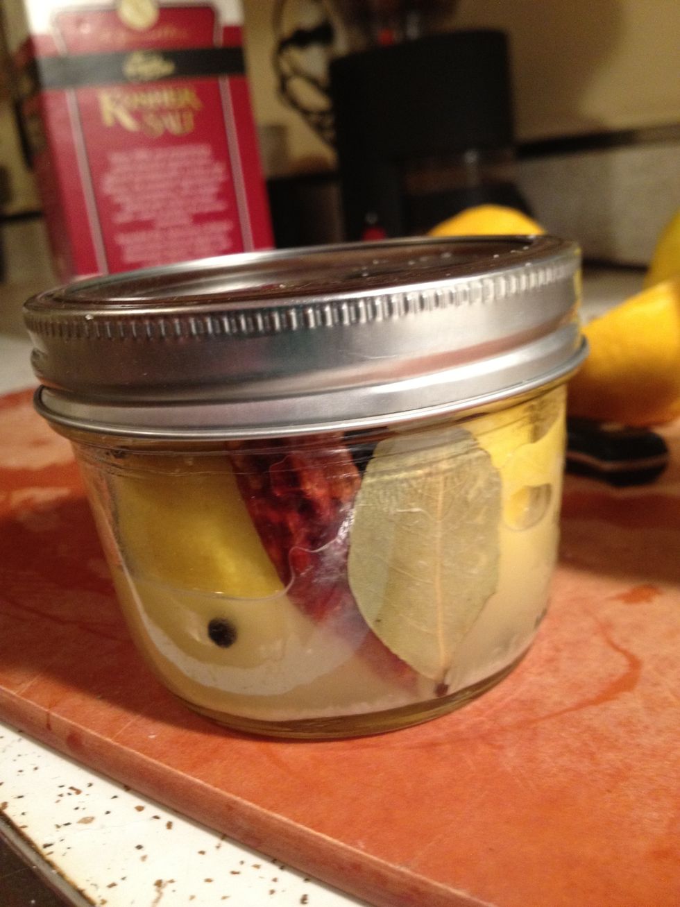 Add spices of your choosing, then seal jar.