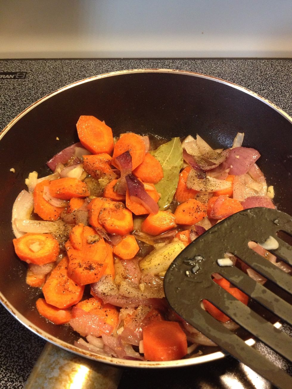 Add spices, salt & pepper. Cook for a couple mins