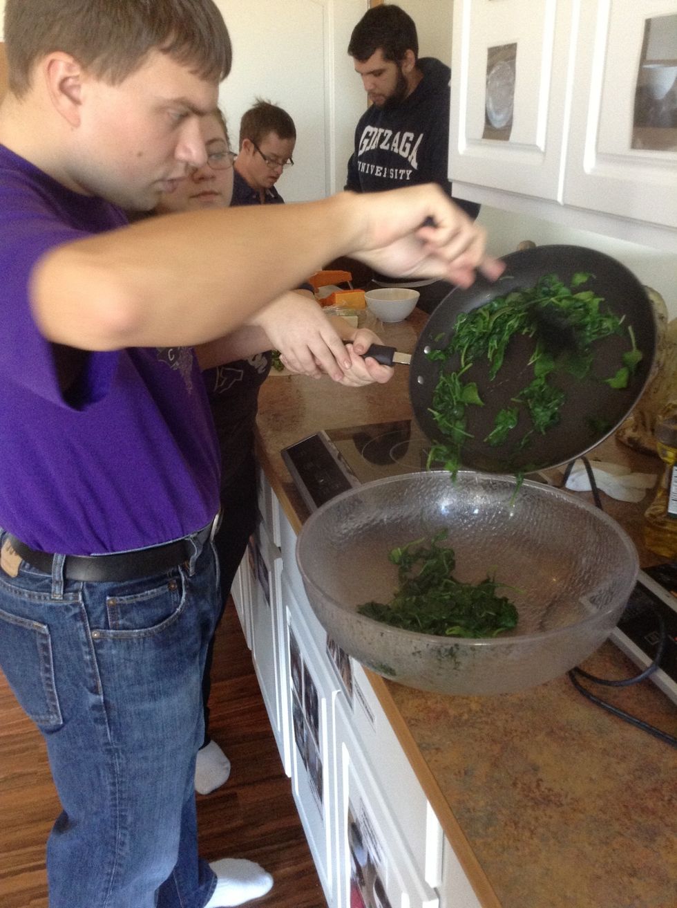 Add spinach to bowl