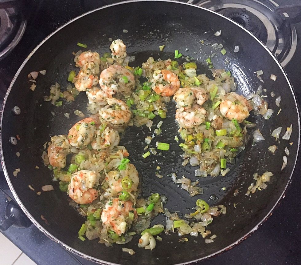 Add spring onion, dry mint, lemongrass and rosemary. Add a salt for taste