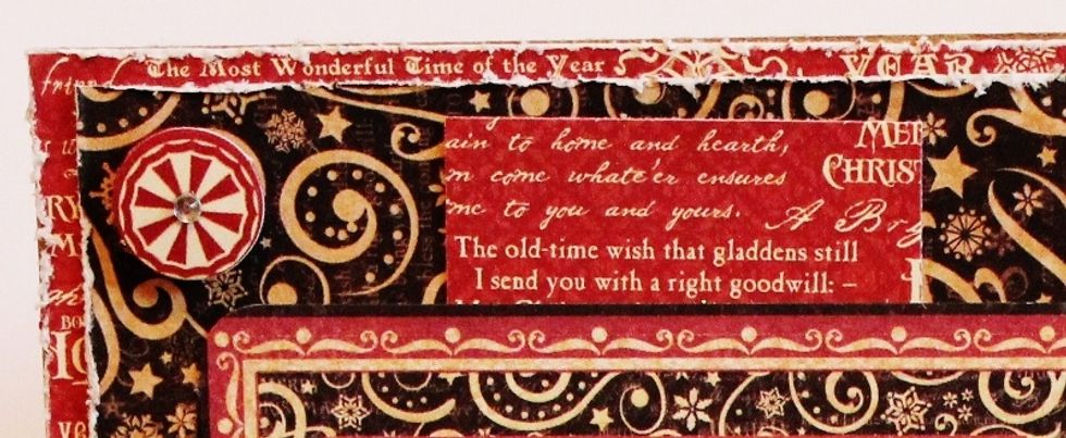 Add St Nicholas Journal Die Cut to top of card, add gemstone.