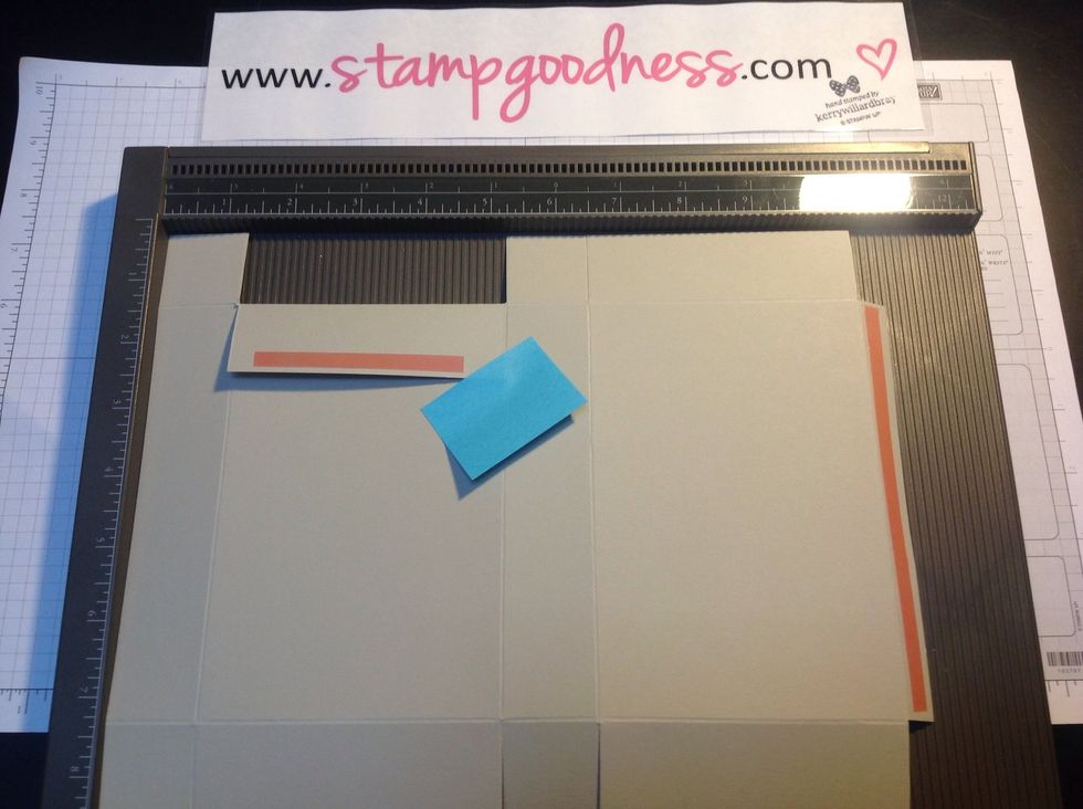 Add Sticky Strip or other strong adhesive to the thin piece of card stock along the side.