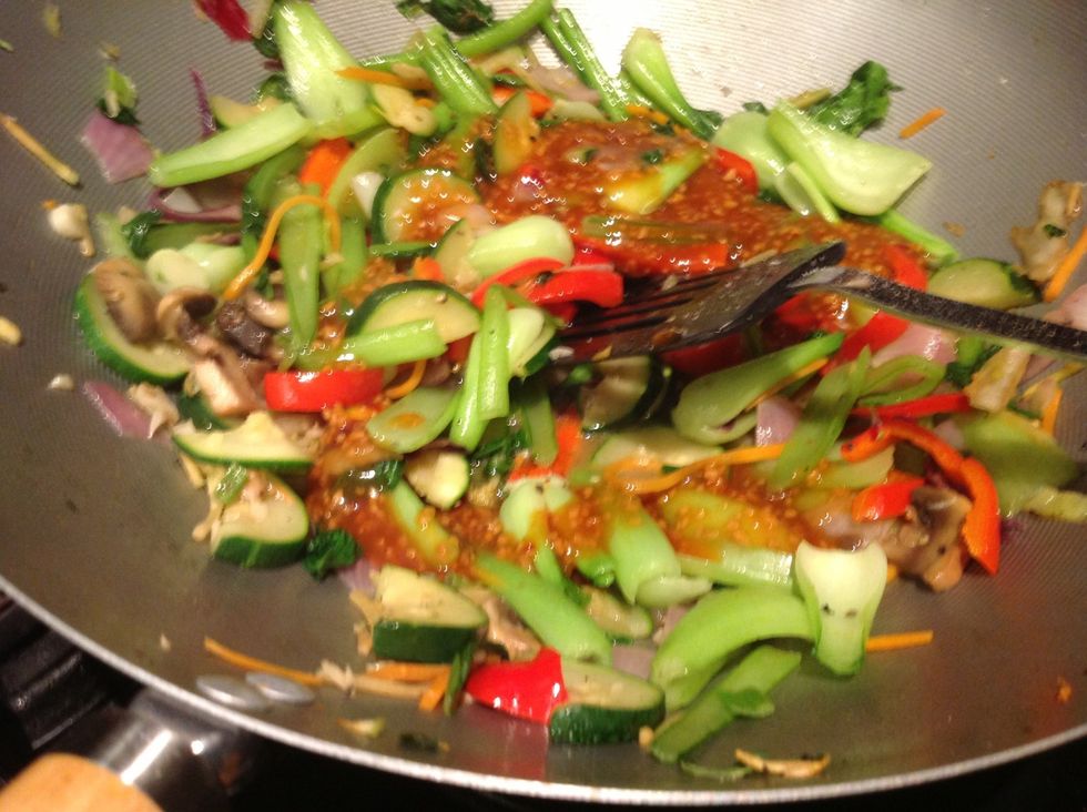 Add stir fry sauce I just buy one at the shops they are usually near the fruit and veg or near the salad dressings. At this point add HEAPS more salt and pepper it's what makes them taste good