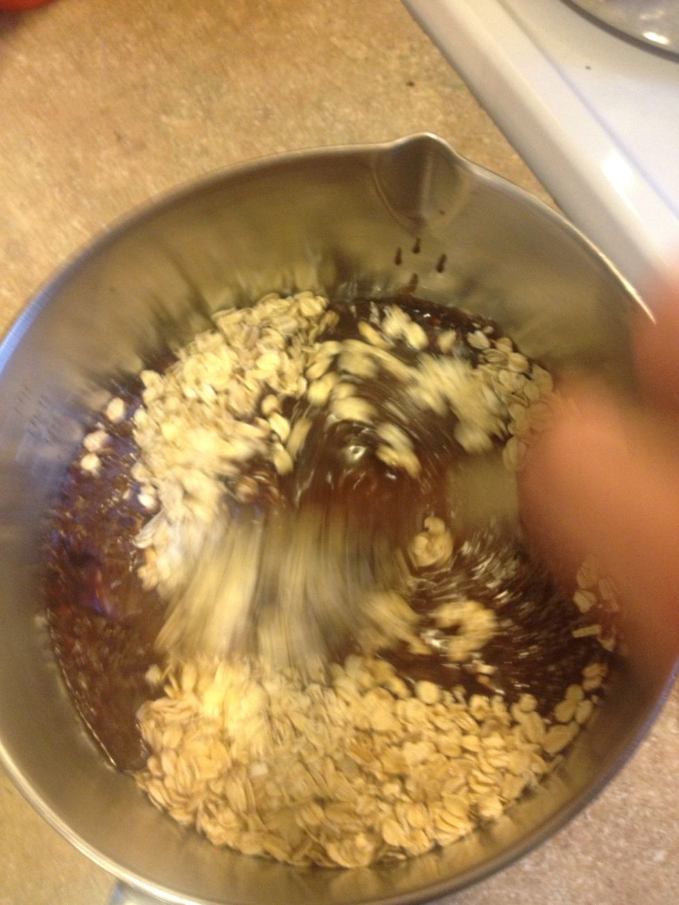 Add stove mixture to oatmeal