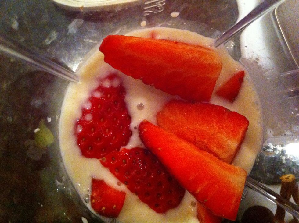 Add strawberries (chopped).