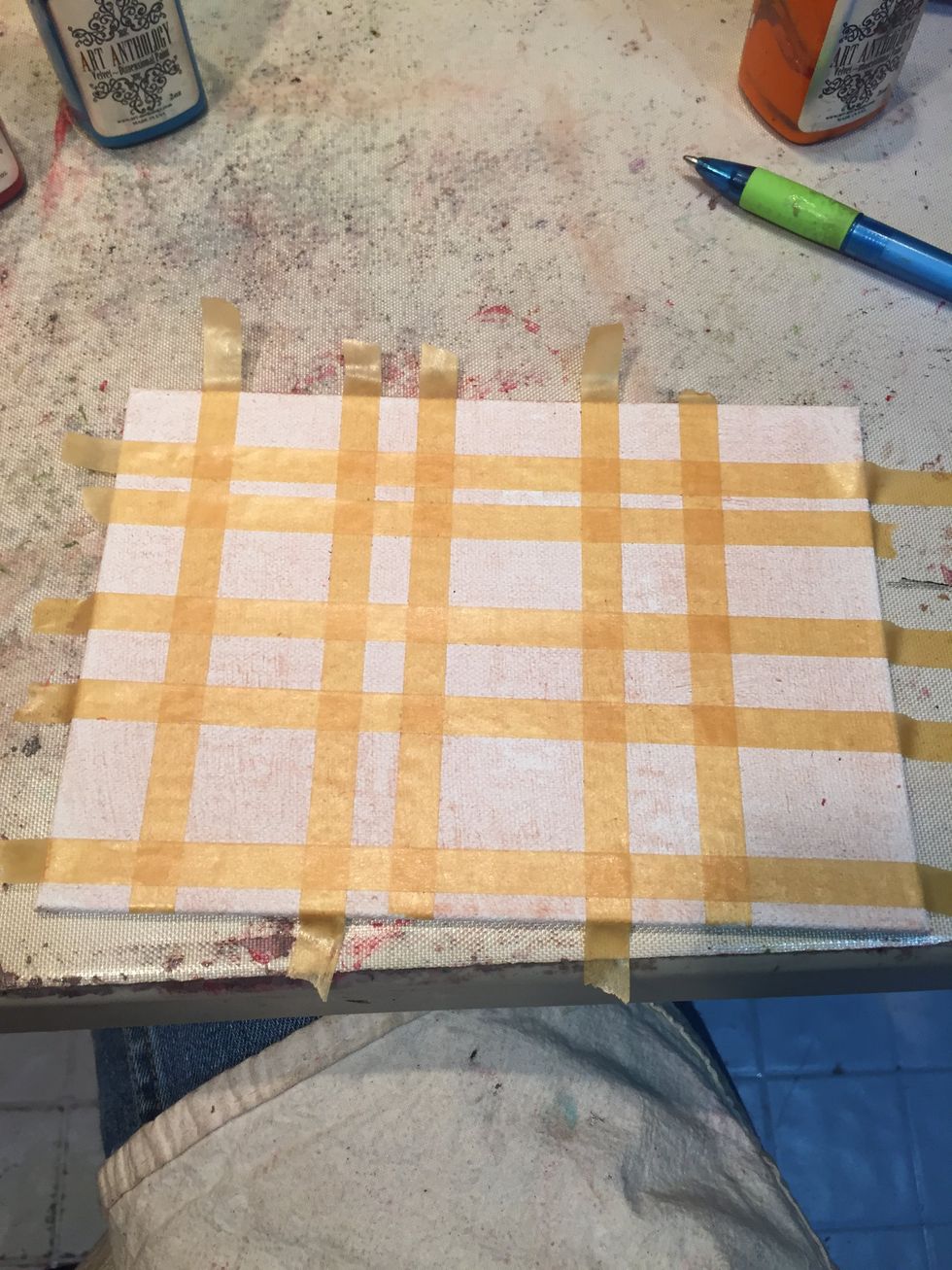 Add strips of masking tape width-wise, varying the spacing.