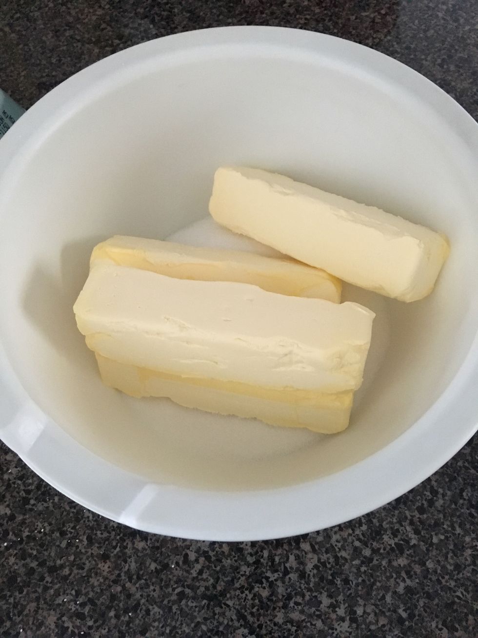 Add sugar and butter and mix together