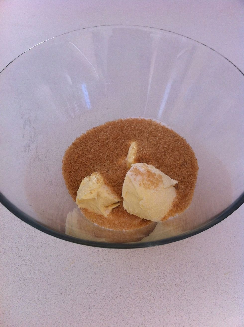 Add sugar and butter in a bowl.