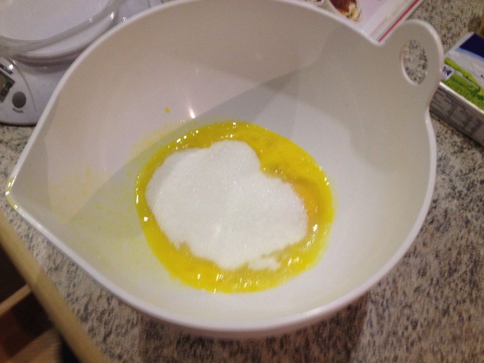 Add sugar and egg