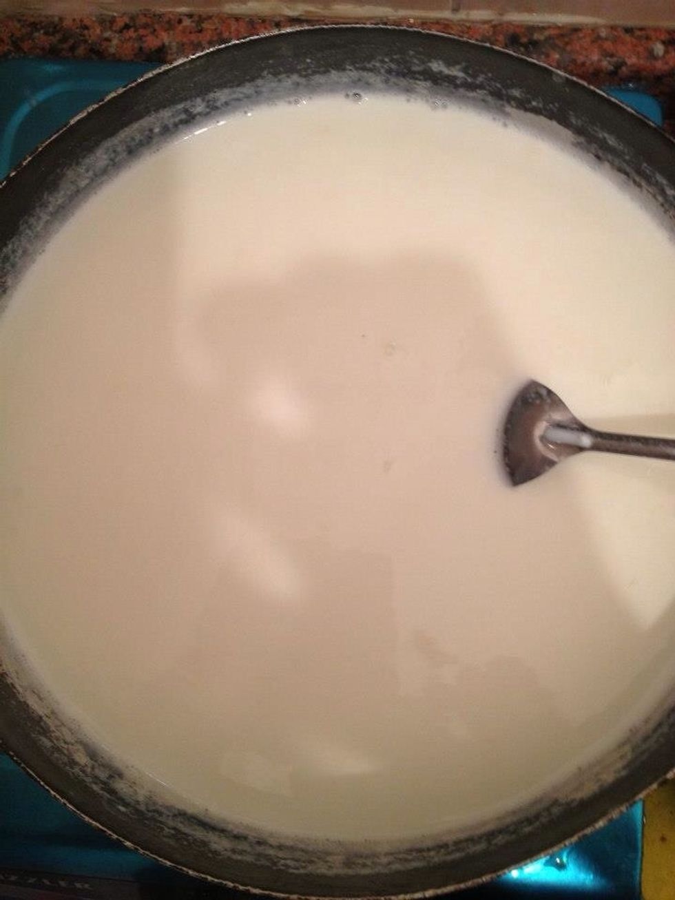 Add sugar and stir the milk well