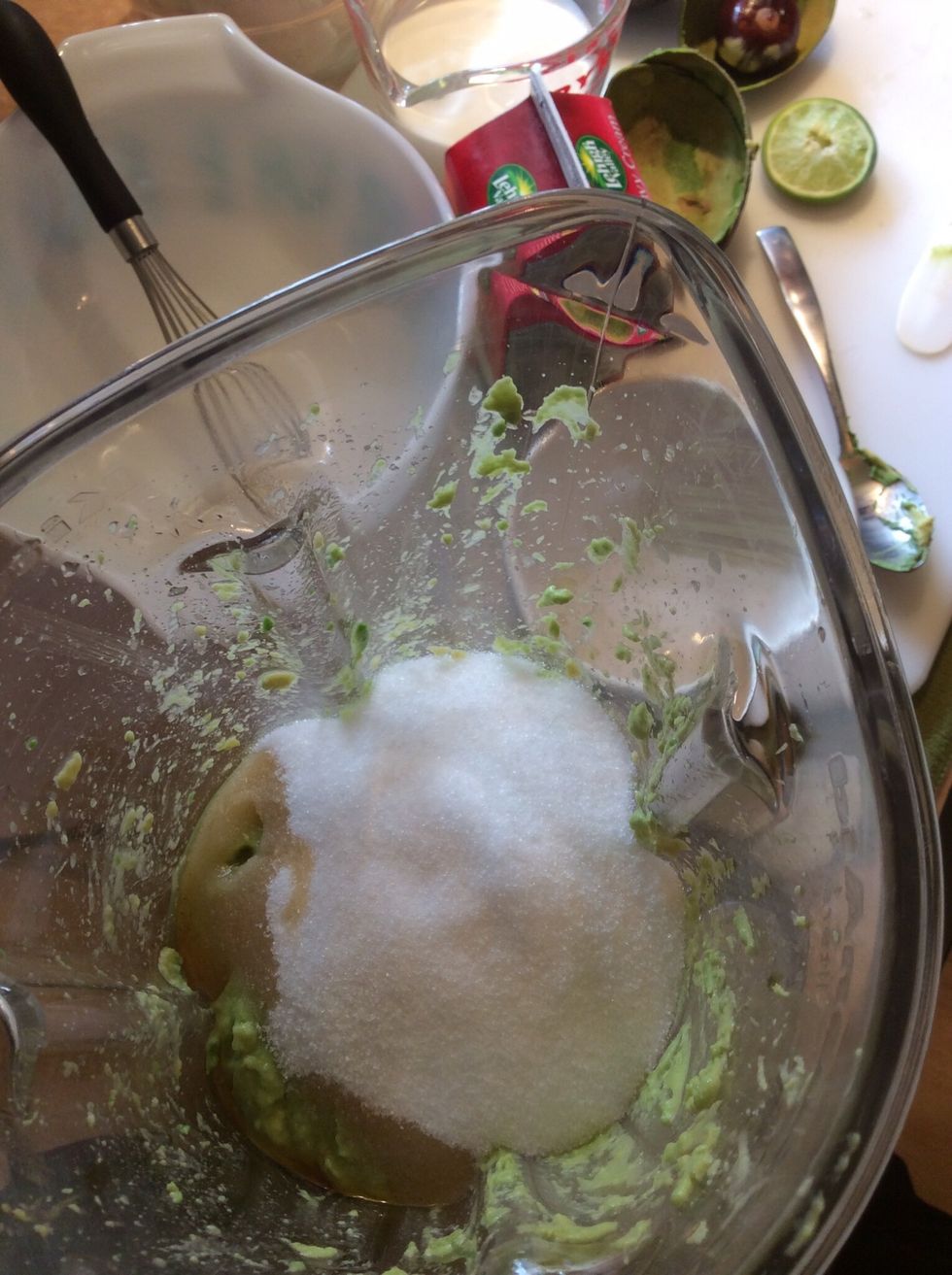 Add sugar and vanilla extract.