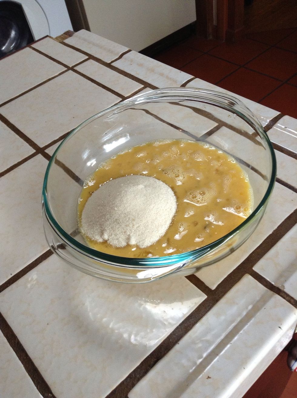 Add sugar. Mix.