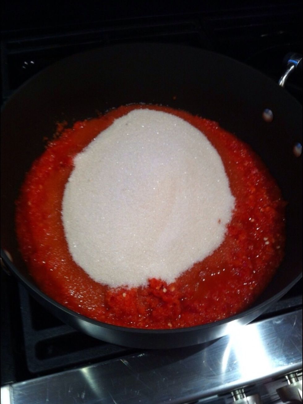 Add sugar to pan