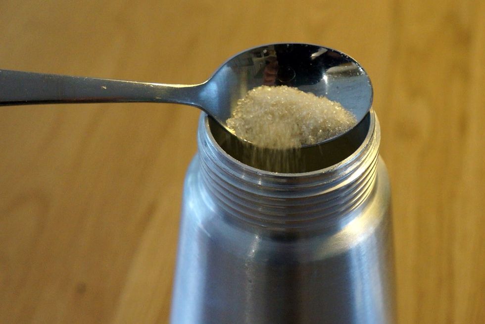 Add sugar to the cream depending on how sweet you like your whipped cream.