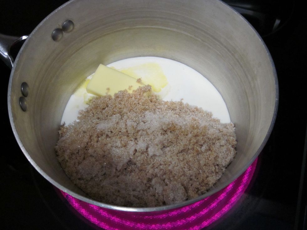 Add sugars into the sauce pan.