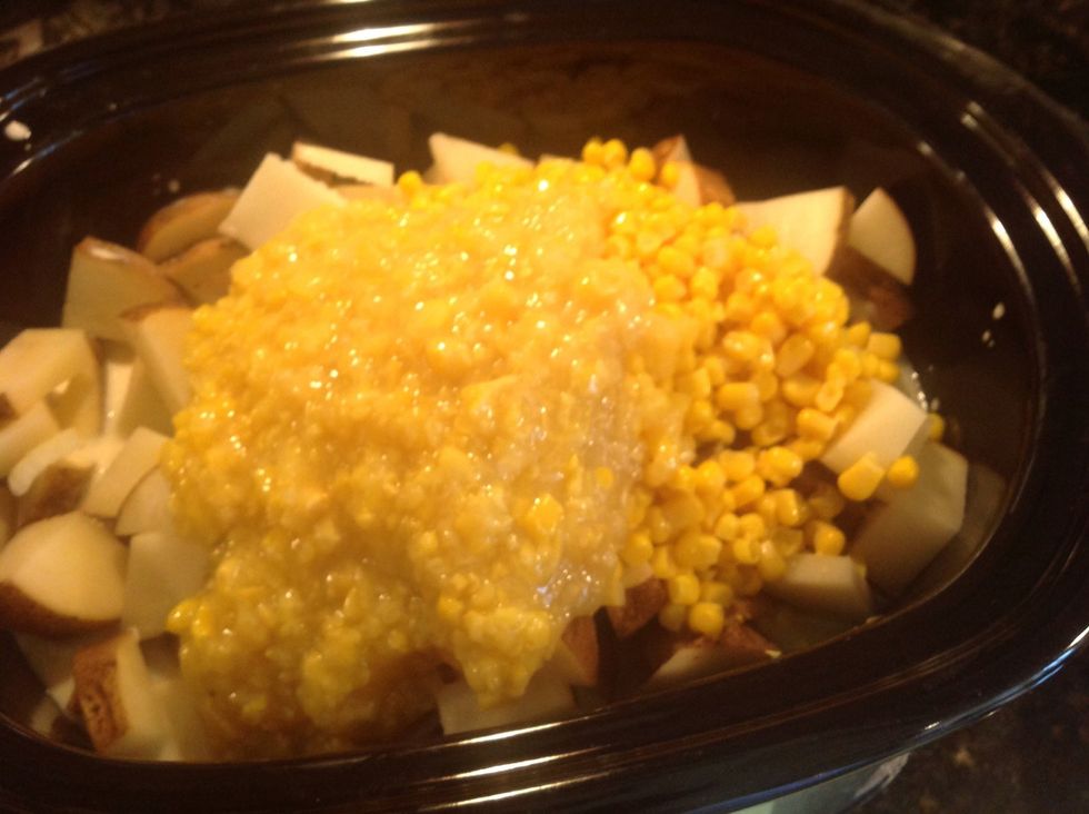 Add summer crisp corn and cream corn to slow cooker