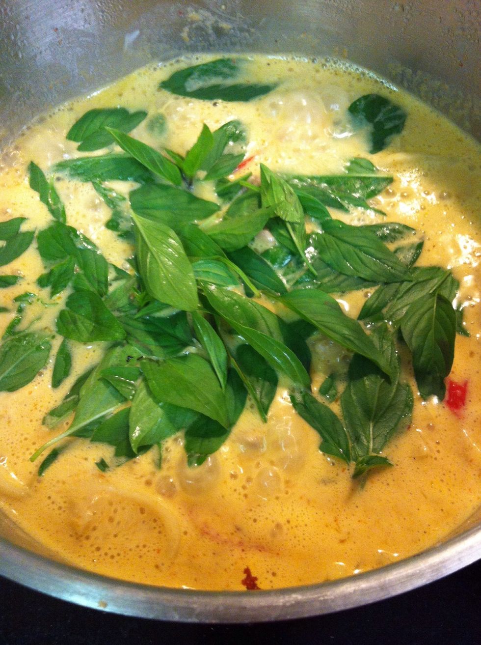 Add sweet basil mixed them , taste it if u need more fish sauce