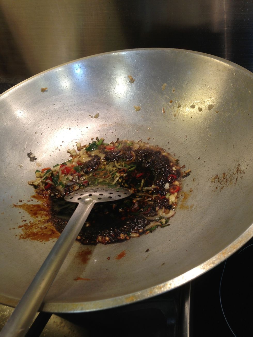 Add tangy black sauce mixture to fry