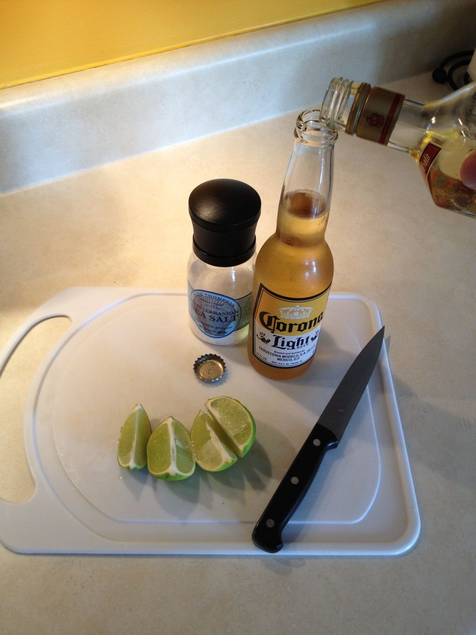 Add tequila in the neck just leave a tad bit f room for lime juice.