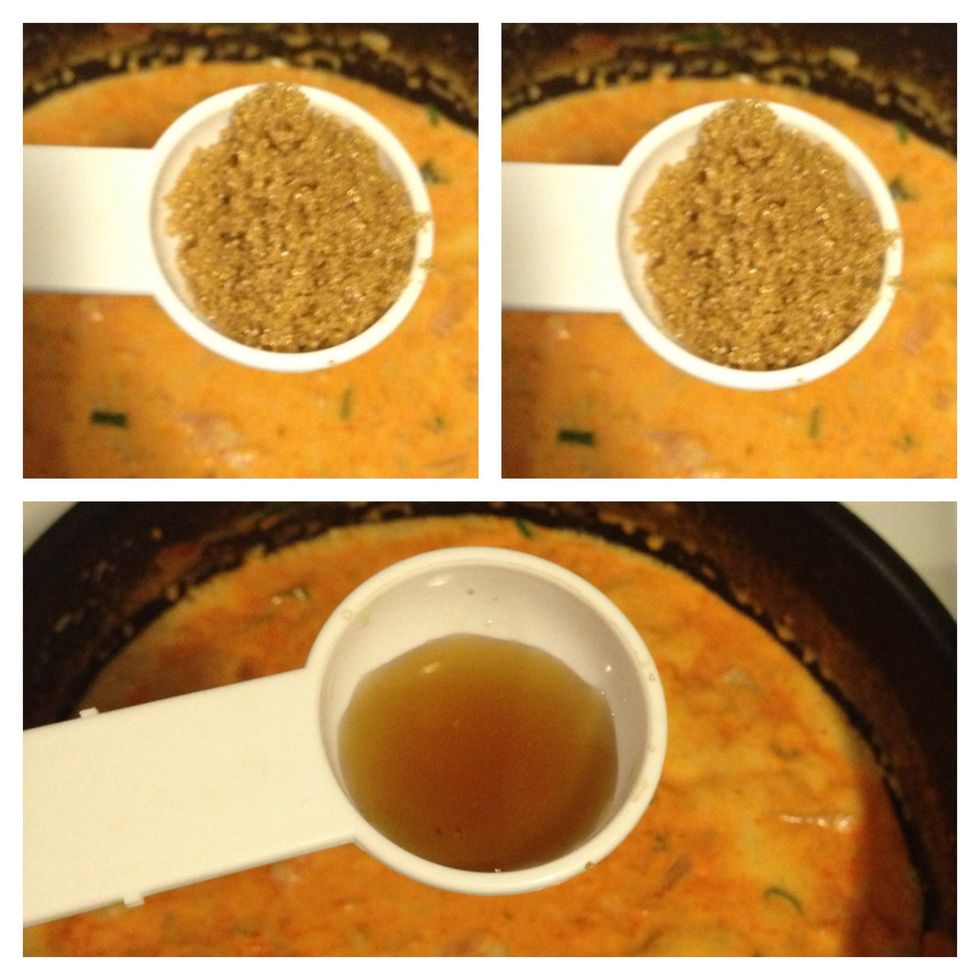 Add the 1/4 tsp fish sauce and 2 tsp palm sugar.
