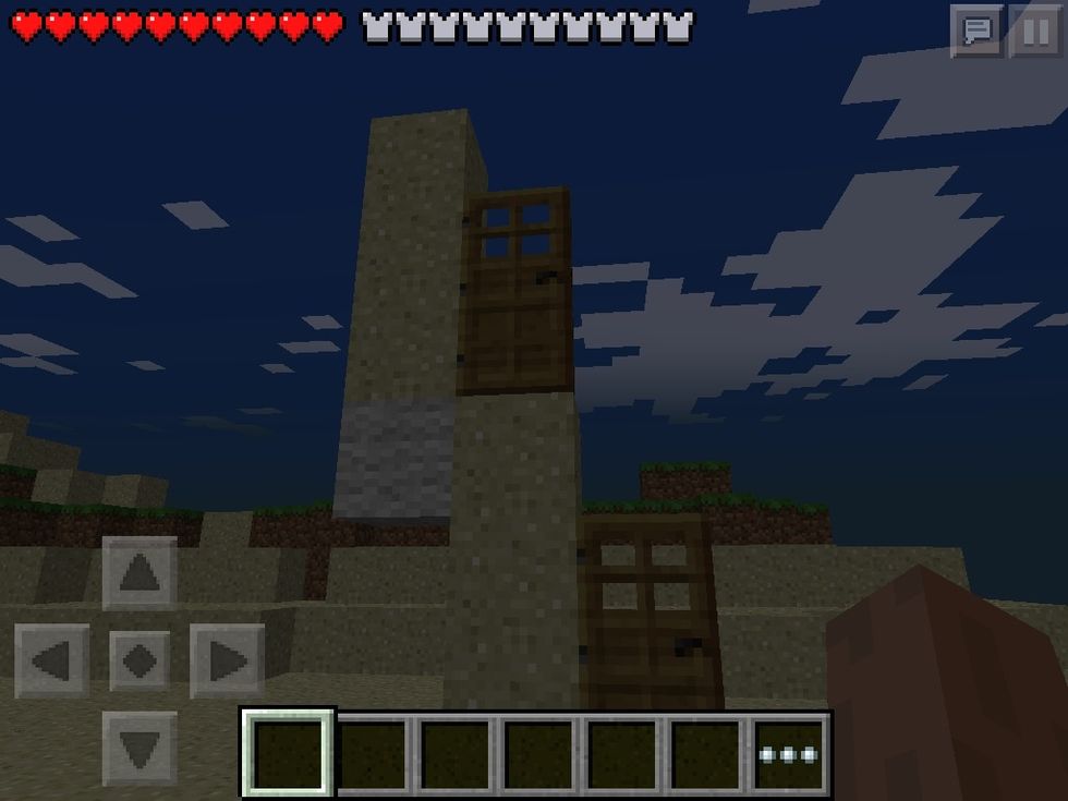 Add the 2 block wall again just 3 blocks tall and the door