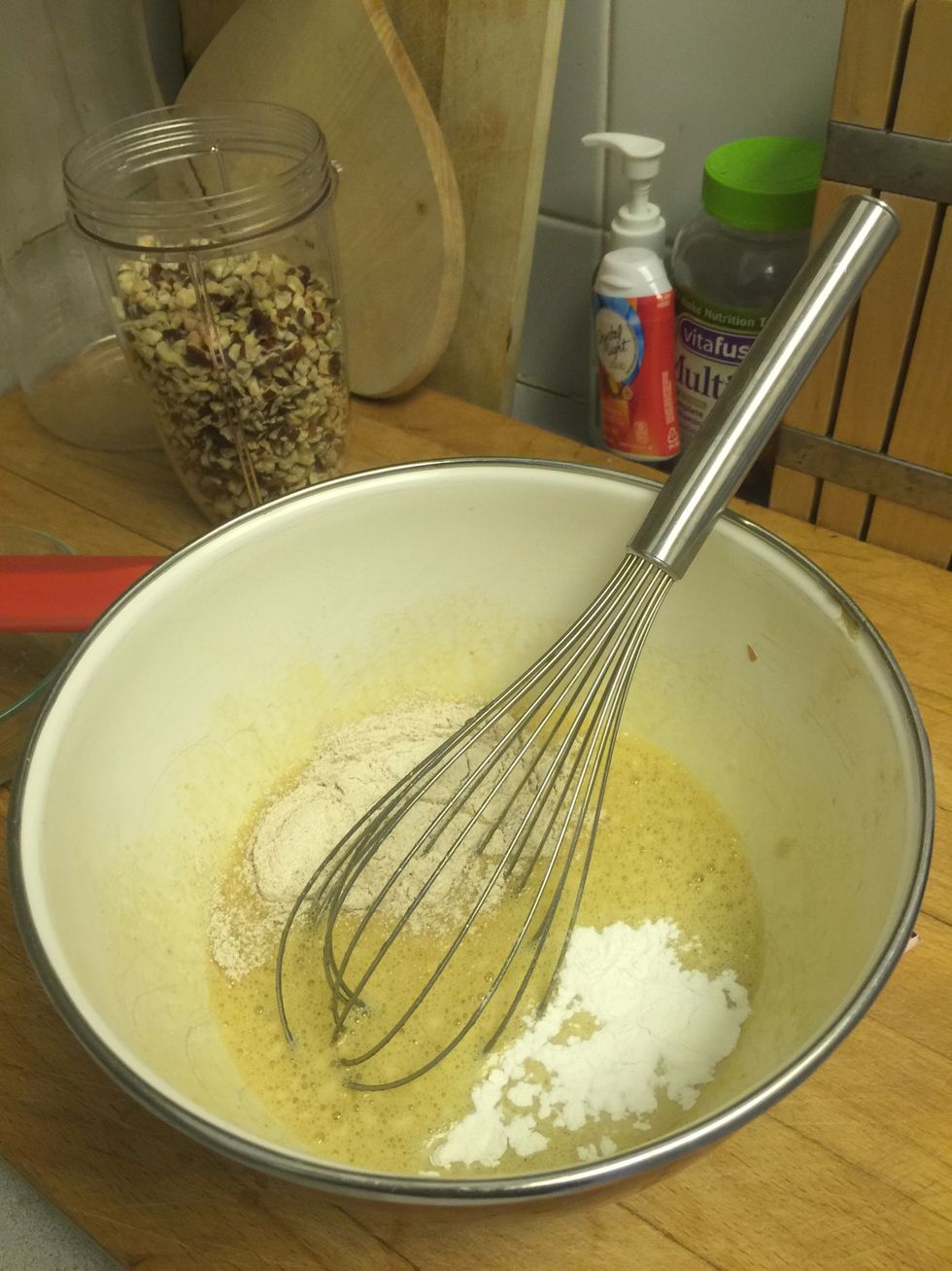 Add the 2 spoon of flour and yeast