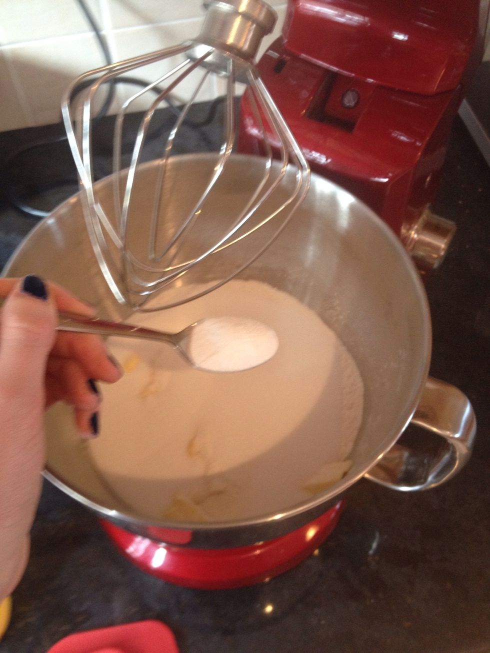 Add the 2 teaspoons of baking powder.