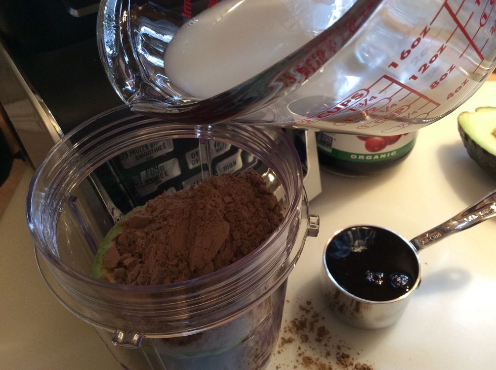 Add the 3/4 cup almond milk.