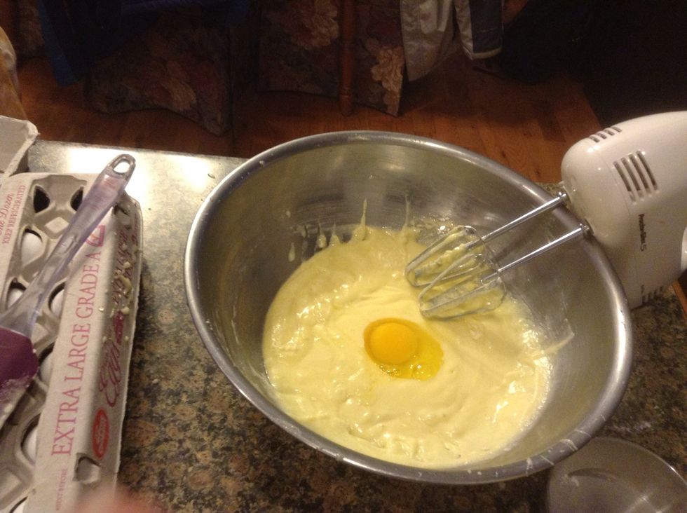 Add the 3 eggs I at a time
