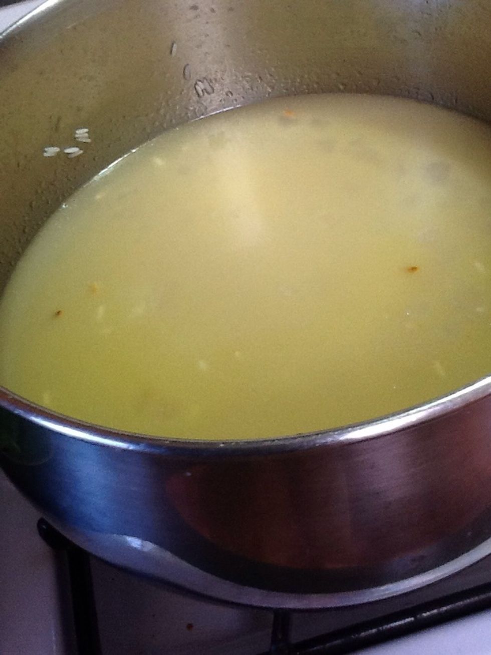 Add the 3cups of boil water on the brown rice be carefully can blow over do it slow