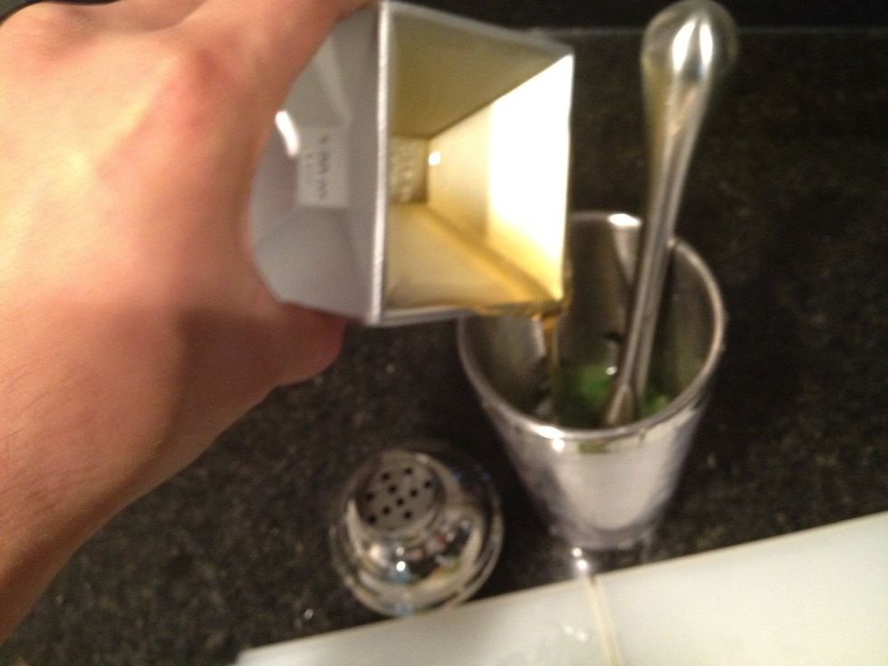 Add the agave and muddle a bit more, for mixing really.