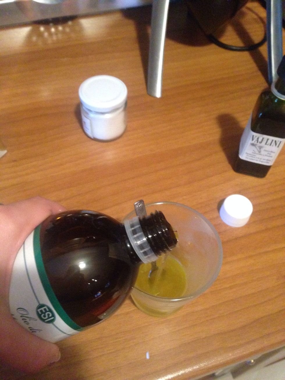 Add the almond oil and stir thoroughly for the oils to infuse.