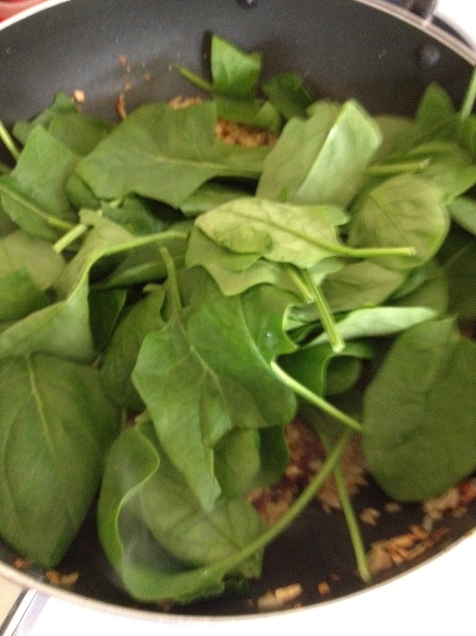 Add the baby spinach and mixed it with the rice until they started to wilt