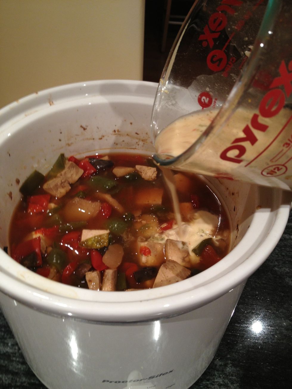 Add the back into the slow cooker.