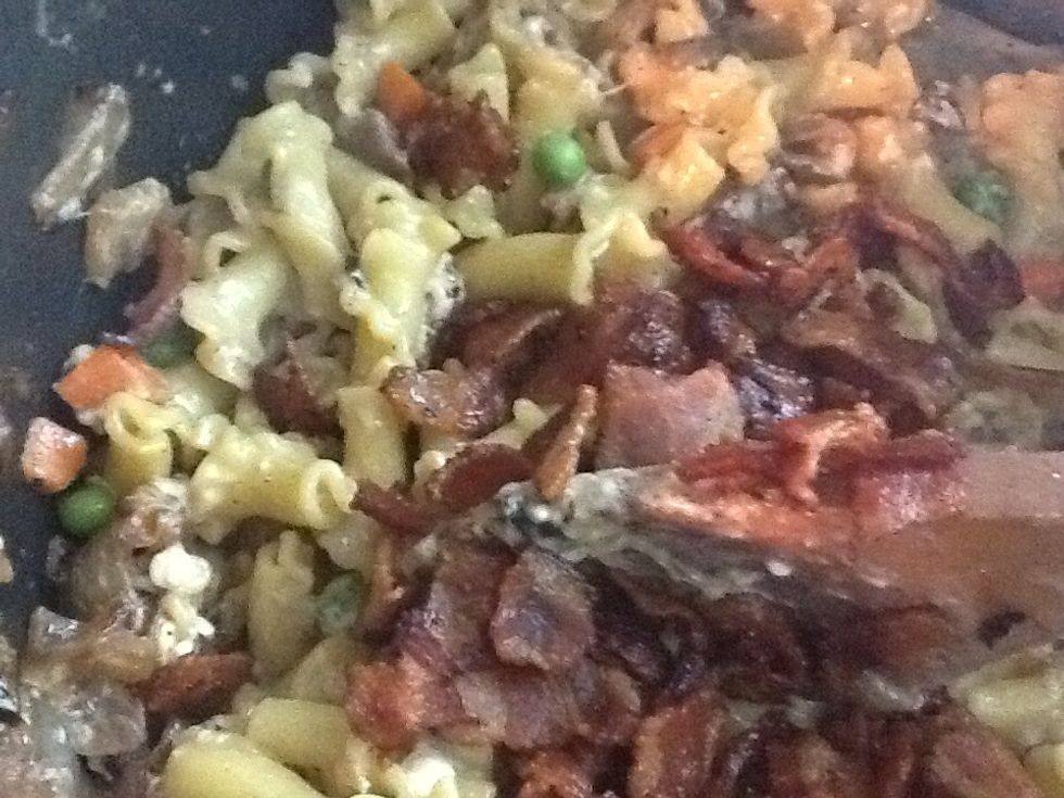 Add the bacon before serving.