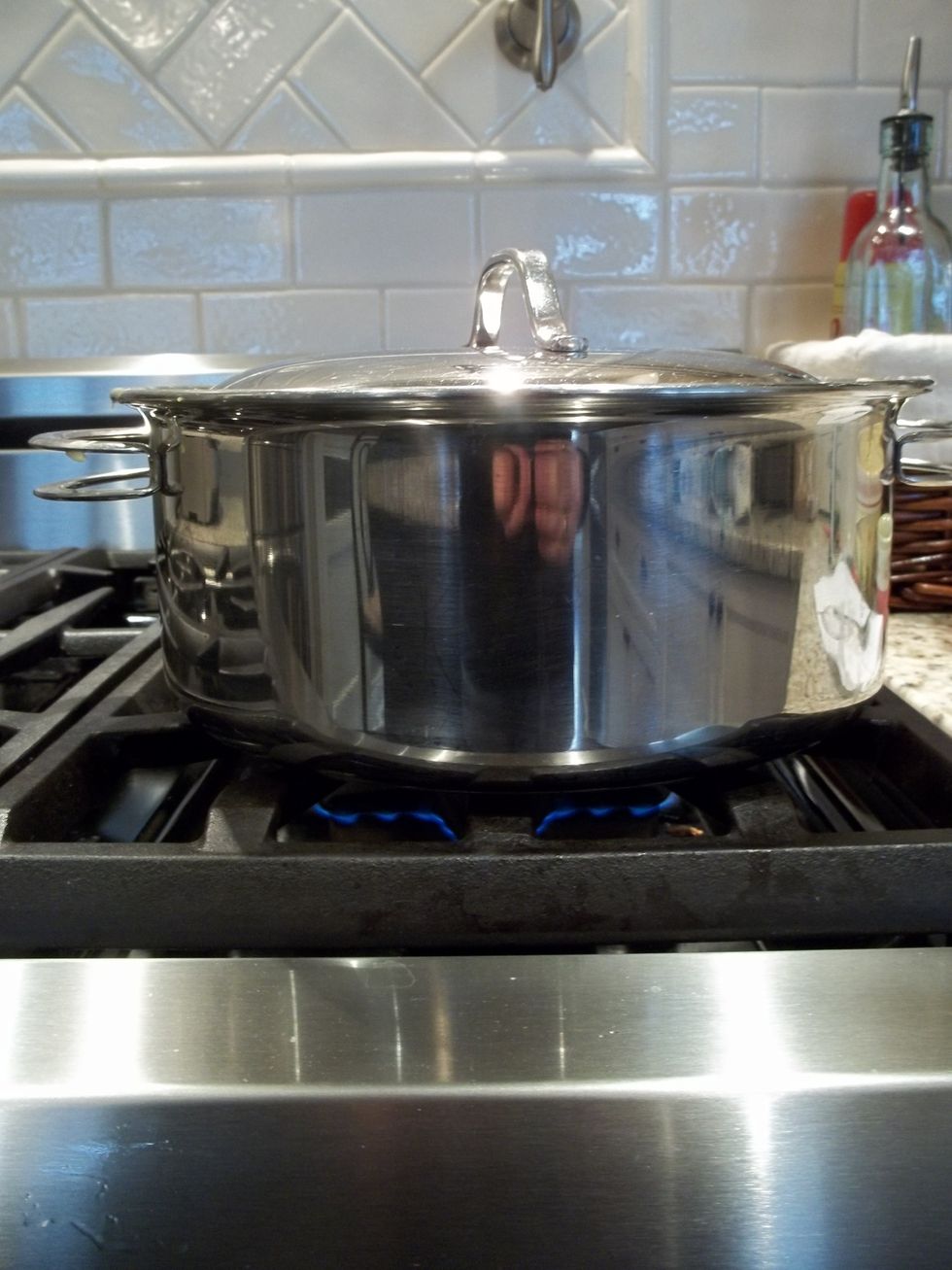 Add the bacon, cheese, green onions, salt and pepper and milk. Bring to a soft boil and then your ready to serve!