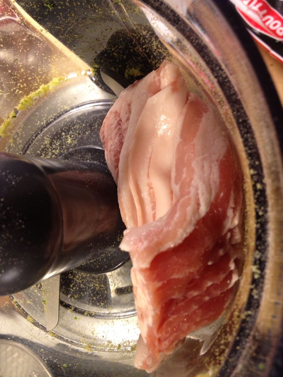 Add the bacon into mixer.