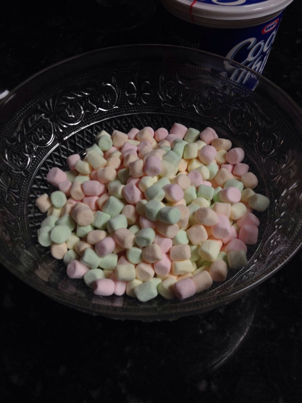 Add the bag of marshmallows, I prefer white ones, but there wasn't anymore.