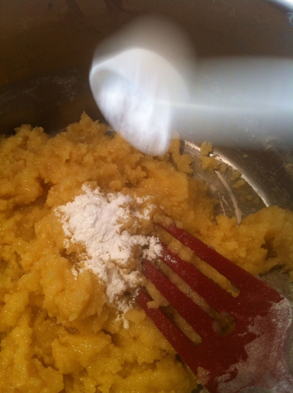 Add the baking powder and mix