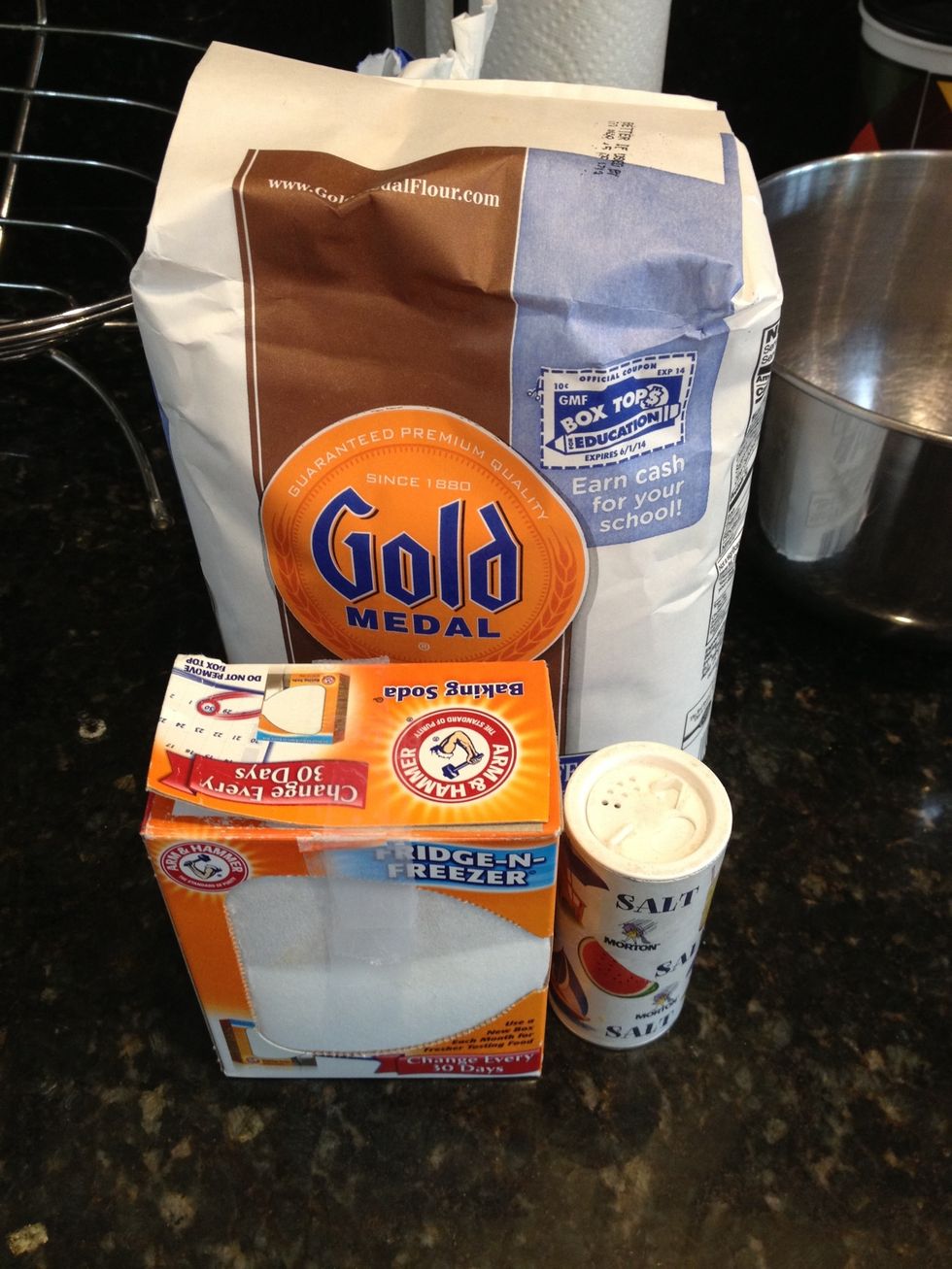 Add the baking soda, salt, and flour in to another then add to the wet ingredients