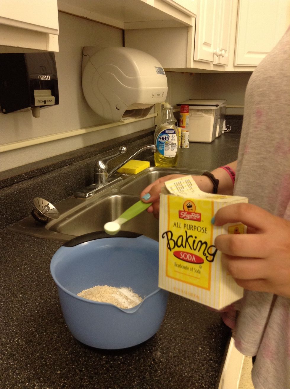 Add the baking soda to the mixture